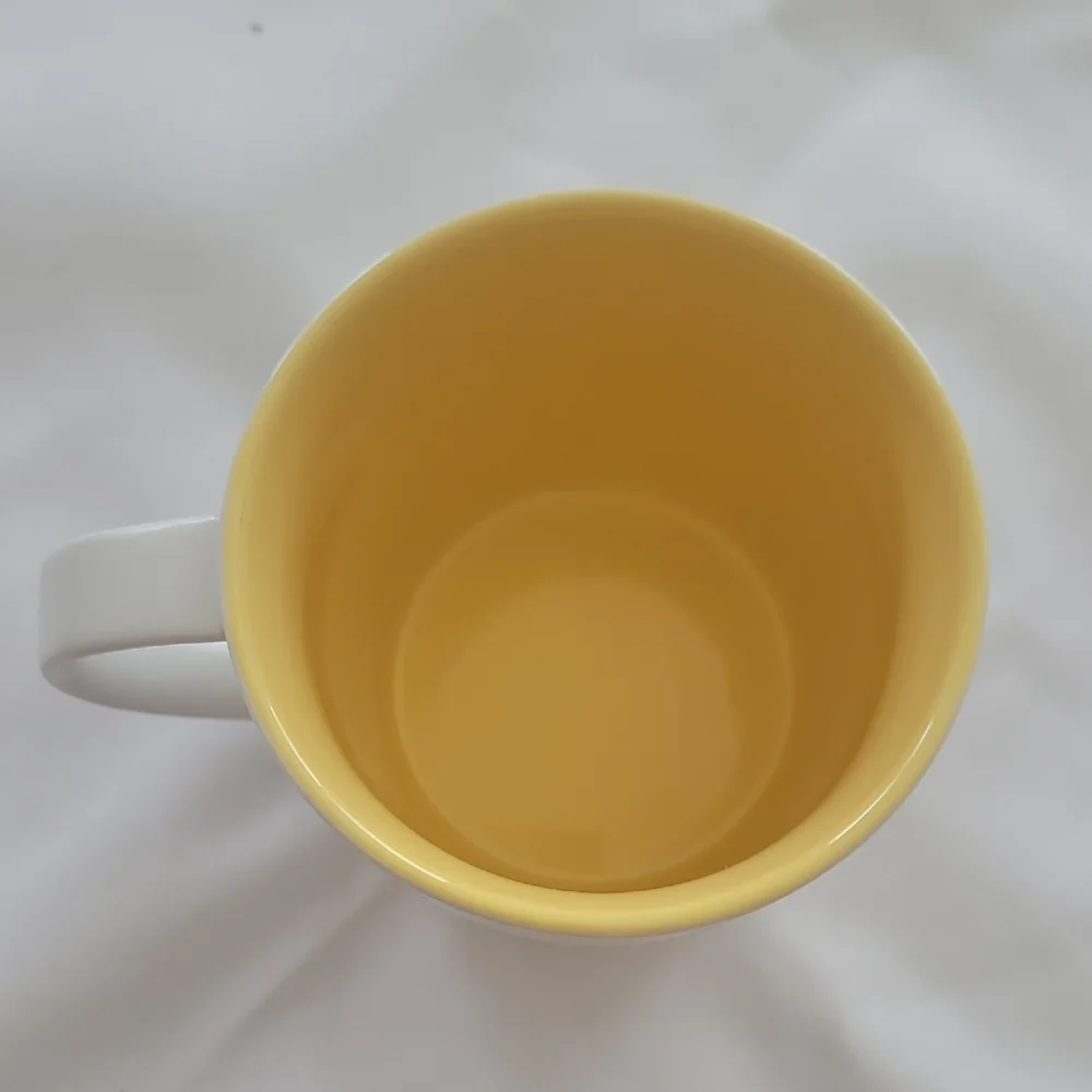 Starbucks 2011 New Bone China White Coffee Mug W/ Yellow Liner.